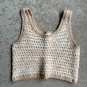 Coach crochet tan cream tank top shirt blouse